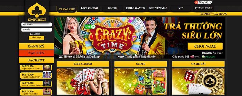 Giao diện thiết kế đẹp mắt chỉ có tại Empire777