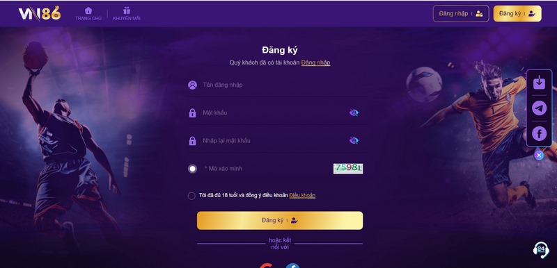 Hướng dẫn đăng ký tài khoản VN86 dành cho người mới