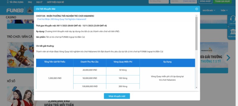 Chơi Fun88 nhận thưởng khi trải nghiệm tại sảnh HABANERO