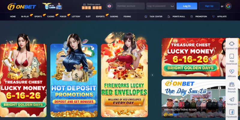 Giao diện Onbet thiết kế sinh động