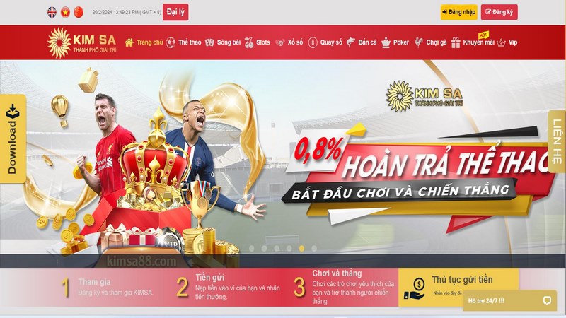 Truy cập vào trang chủ và chọn đăng ký để tạo tài khoản 